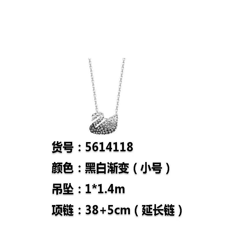 VAKKV Shijia 1:1 High Version Gradient Blue Black Swan Necklace Female Polo Crystal Swan Clavicle Chain Factory Delivery