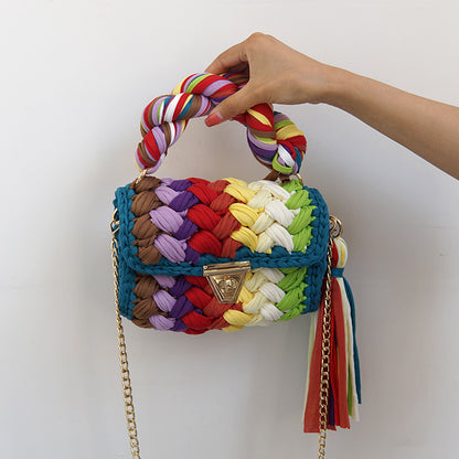 Xuan Ya Hand-Woven Women's Handbag Color Bag Women's Crossbody Chain Bag Cross-Border Handbag