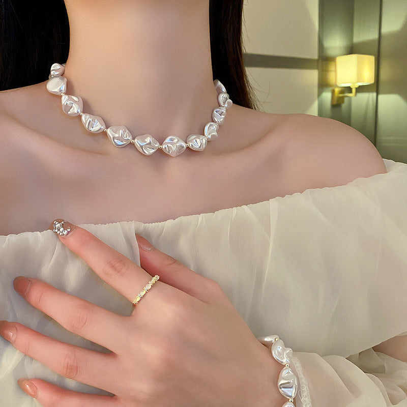 vakkv  Super Fairy Long Pearl Necklace Trendy Temperament Palace Style Special-Interest Design Clavicle Chain Exquisite Gentle Sweater Chain