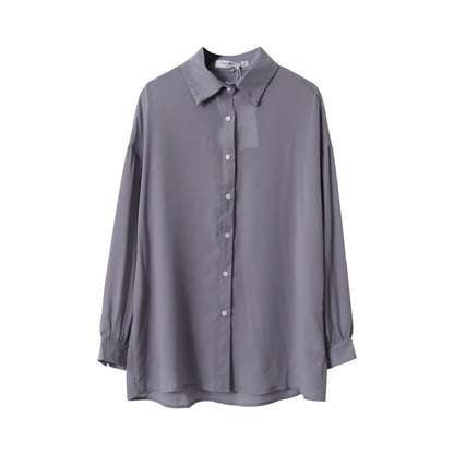 [Ovann] Yx9009 Chiffon Solid Color Shirt  Summer New Air Conditioning Shirt Loose Long Sleeve Sun Protection Shirt