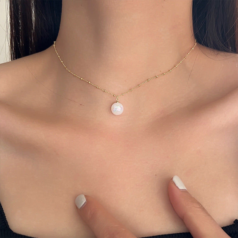 Ni Ni Same Style Pearl Necklace for Women Light Luxury Temperament High-Grade Clavicle Chain  New Popular Niche Necklace