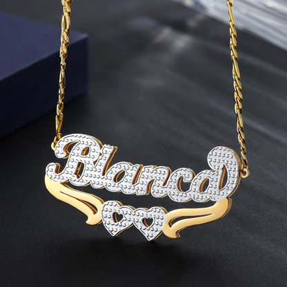 Foreign Trade Exclusive for Cross-Border Custom English Name Necklace Stainless Steel DIY Double-Layer Hip Hop Two-Color Name Necklace