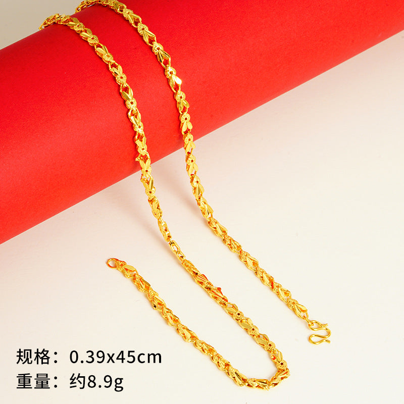 vakkv  Alluvial Gold Necklace Ornament Women's No Color Fading High-Grade Niche Clavicle Chain Yiwu Copper Accessories Imitation Gold Chain