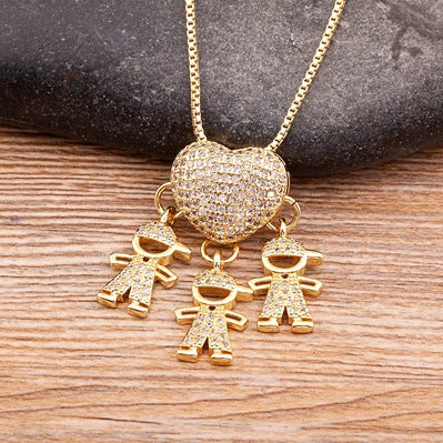 VAKKV Children's Collection Single Two 3 4 5 Boys and Girls 18K Real Gold Electroplating Foreign Trade Hot Selling Pendant Necklace