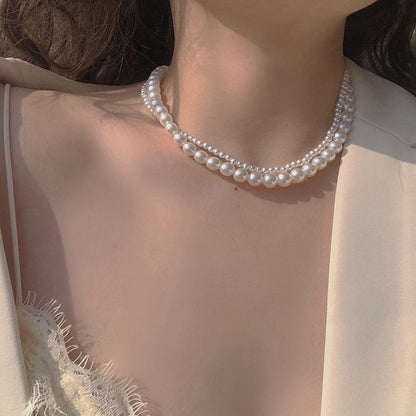 Ni Ni Same Style Pearl Necklace for Women Light Luxury Temperament High-Grade Clavicle Chain  New Popular Niche Necklace