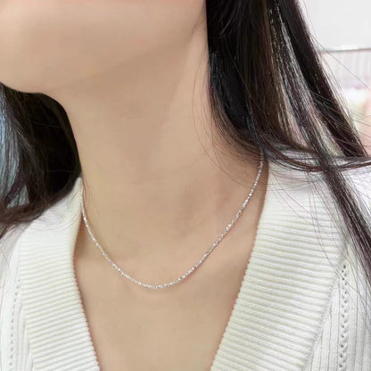 VAKKV Qianxiang S925 Sterling Silver Small Pieces of Silver Necklace Women's Fashionable Exquisite Irregular Handmade Chain TikTok Taobao Hot Sale