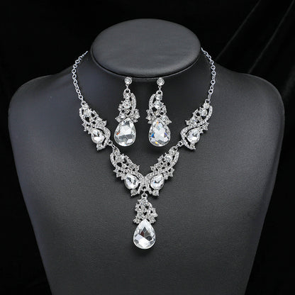 vakkv  HOTan and NEWn Foreign Trade New Exaggerated Necklace and Earrings Suite Retro Cross-Mirror Special Alloy Electroplated Jewelry Dress