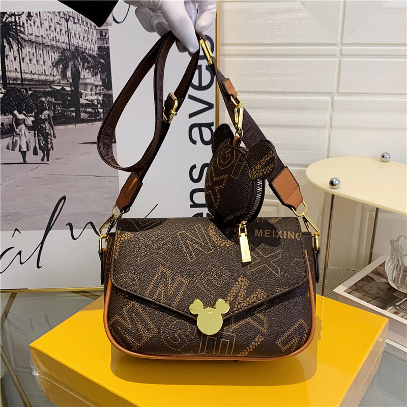 Women's Bag  New One-Shoulder Crossbody Women's Bag Fashion Small Square Bag Internet Celebrity Letters Coin Purse Live Oxygen