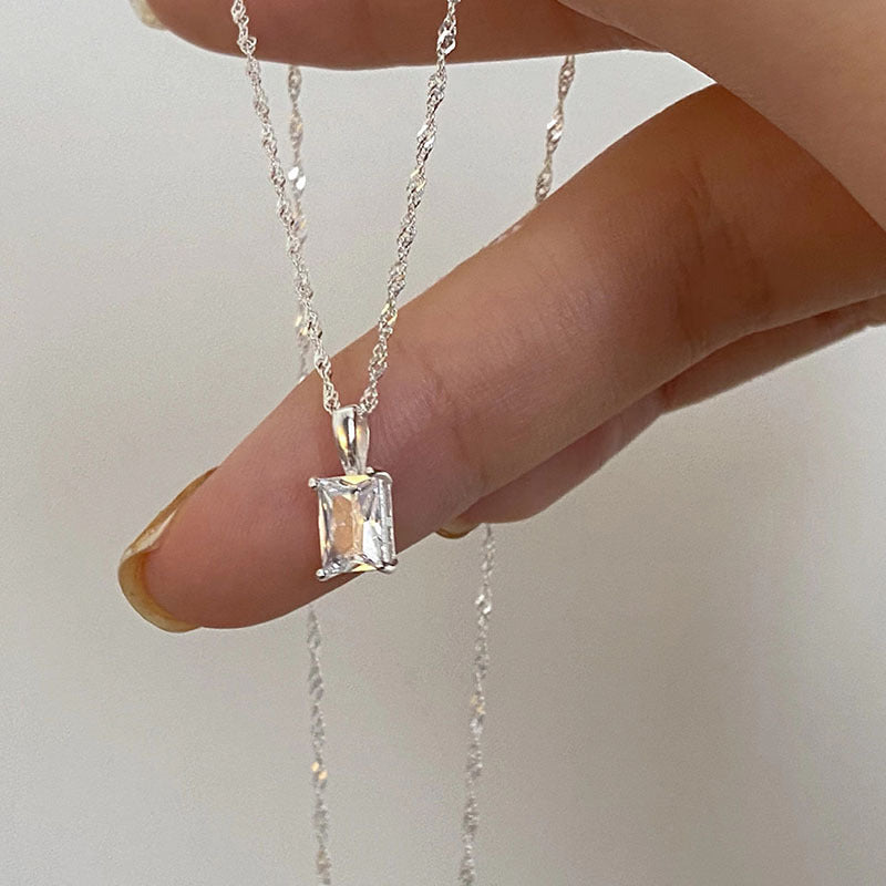 S925 Sterling Silver Korean Niche Design Light Luxury High-Grade Zircon Necklace Women's All-Match Dopamine Ornament Clavicle Chain