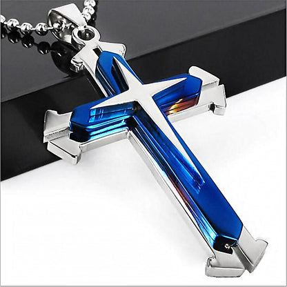 VAKKV Dark Knight Same Style Men's Diamond Cross Pendant Silver Gold Black Domineering Pendant Necklace Wholesale