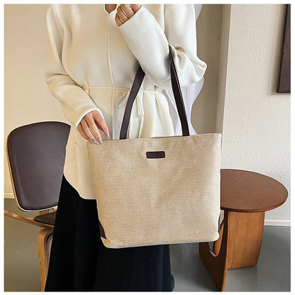 Simple Fashion Commuter Shoulder Bag Women's Casual Large Capacity Totes  New Linen Hand-Carrying Shoulder Bag