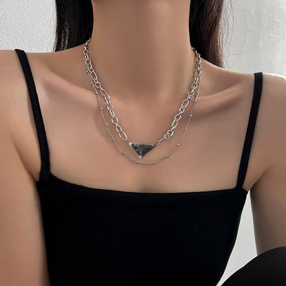 Titanium Steel Zircon Necklace for Women All-Match High-Grade Non-Fading Summer Niche Design Clavicle Chain Sweater Chain Accessories