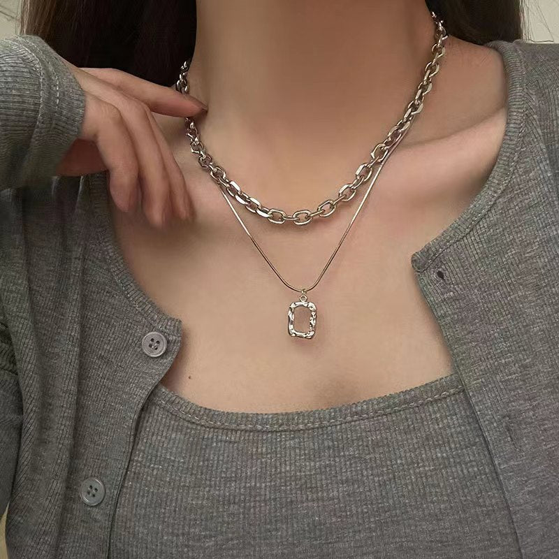 Titanium Steel Zircon Necklace for Women All-Match High-Grade Non-Fading Summer Niche Design Clavicle Chain Sweater Chain Accessories