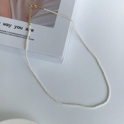 INS Blogger Procurement Service of Korean Products Fever Same Style High-Grade Female Summer Retro Shi Home Perfect Circle Pearl Shell Necklace Clavicle Chain