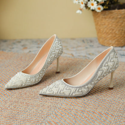 3389-28 Rhinestone Pearl Xiuhe High Heel Wedding High-End Sense Bridesmaid Not Tired Feet Wedding Bridal Wedding Shoes Pumps