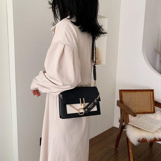 Spring New Pu Bag Women's Korean-Style Fashion Trendy One-Shoulder Frosted Bag Niche Contrast Color Crossbody Women's Bag