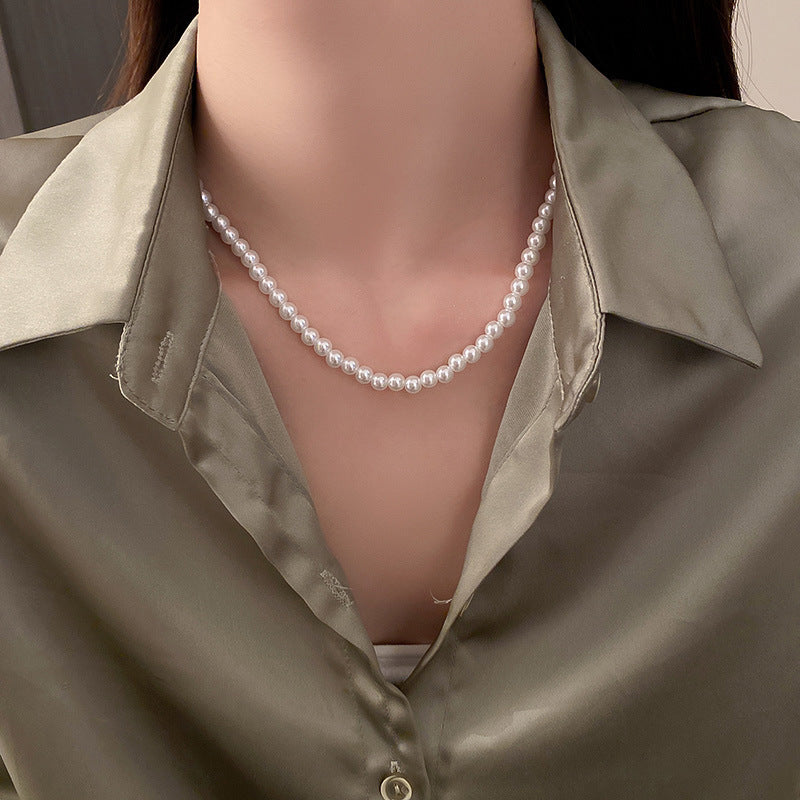 vakkv  Super Fairy Long Pearl Necklace Trendy Temperament Palace Style Special-Interest Design Clavicle Chain Exquisite Gentle Sweater Chain