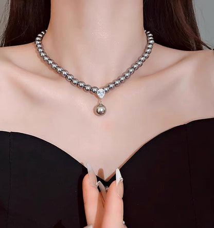 Ni Ni Same Style Pearl Necklace for Women Light Luxury Temperament High-Grade Clavicle Chain  New Popular Niche Necklace