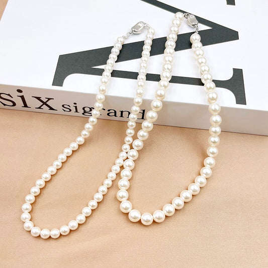 VAKKV Style Vintage Pearl Necklace for Women  Trendy Match Light Luxury Minority High Sense Necklace Autumn and Winter New Style Collarbone Necklace