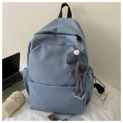 Mori Style Large Capacity Solid Color Backpack Men's Trendy Ins Korean Style All-Matching School Bag Female High School Student Campus Backpack