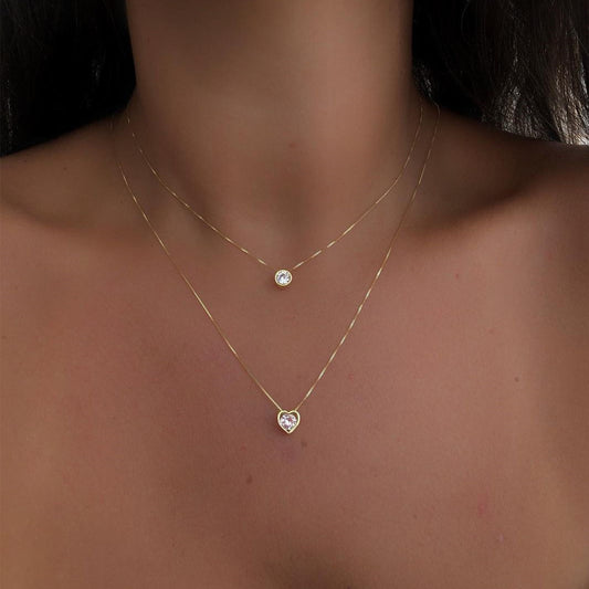 HOT and NEW Cross Border Popular Ornament Fashion Alloy Multi-Layer Heart Water Drops Pendant Retro Easy Matching Necklace Clavicle Chain Female