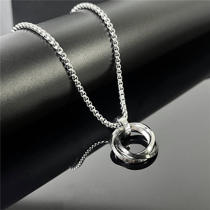 Cross-Border European Hip Hop Titanium Steel Necklace Men's Fashionable All-Match Pendant Retro Personal Accessories Women's Long Sweater Chain Pendant