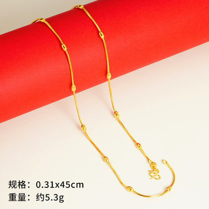 vakkv  Alluvial Gold Necklace Ornament Women's No Color Fading High-Grade Niche Clavicle Chain Yiwu Copper Accessories Imitation Gold Chain