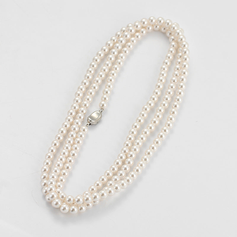 120cm Pearl Necklace Multi-Wear Perfect Circle Imitation Shijia Necklace Twin High-Grade Women's All-Matching Long Sweater Chain