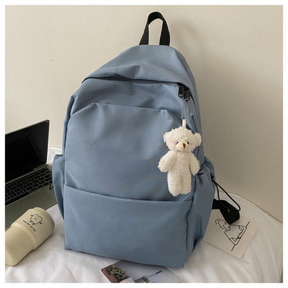 Mori Style Large Capacity Solid Color Backpack Men's Trendy Ins Korean Style All-Matching School Bag Female High School Student Campus Backpack