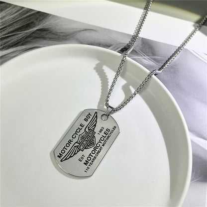 Cross-Border European Hip Hop Titanium Steel Necklace Men's Fashionable All-Match Pendant Retro Personal Accessories Women's Long Sweater Chain Pendant