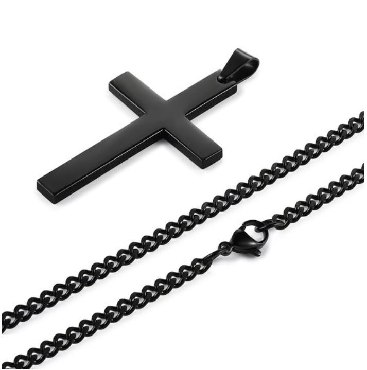 vakkv Men's and Women's Metal Simplicity Cross Necklace Pendant Foreign Trade Ornament Cross-Border E-Commerce  Hot Selling Product Chain All-Matching