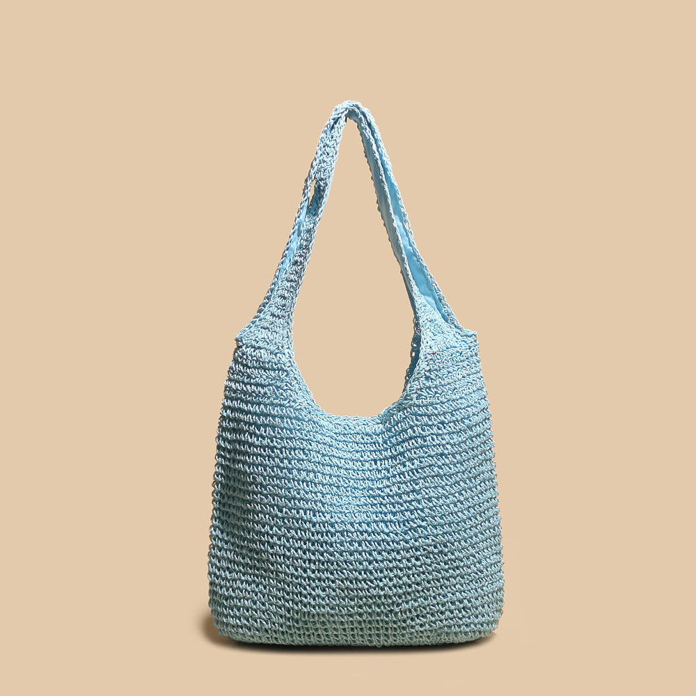 Vegetable Basket South Korea Straw Bag Ins Rattan Weave Bag New Hand-Woven Bag Straw Bag Women's One Shoulder Handbag