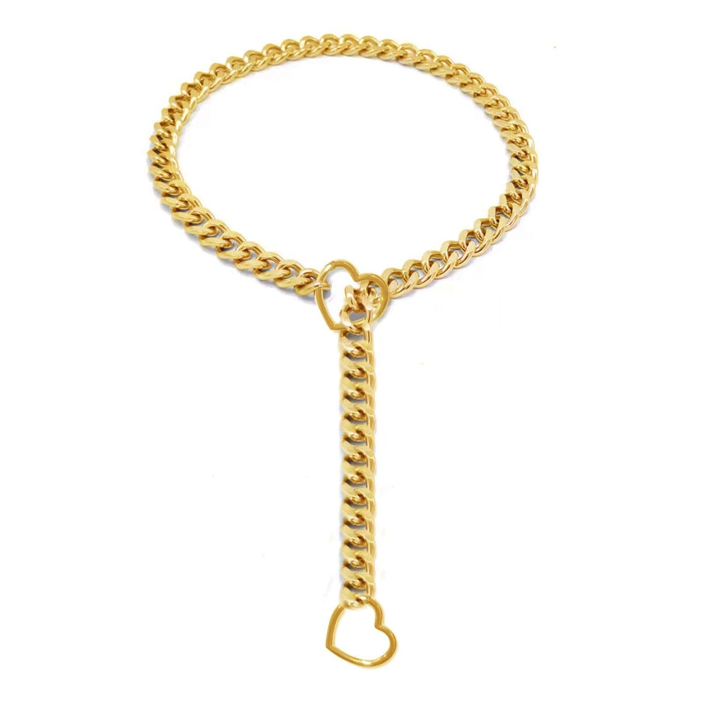 VAKKV Cross-Border New Arrival Gothic Cuban Link Chain Heart-Shape Lock Pendant Fashion Lasso Adjustable Circle Love Heart Necklace