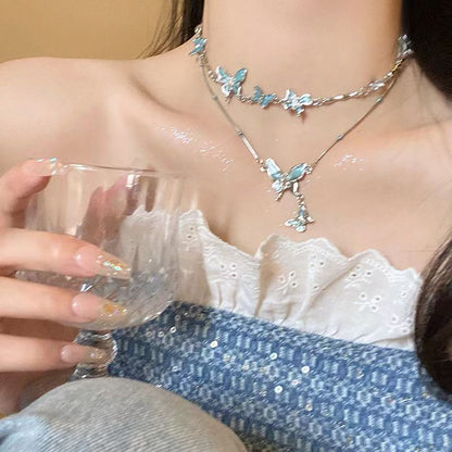 New Cold Style Butterfly Necklace Female Fashion Ins Style Personality All-Match Necklace Niche High-End Clavicle Chain Accessories