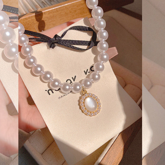 Vintage Pearl Necklace Personality Fashion Special-Interest High Sense Necklace  New Fashion Simple Sweater Chain