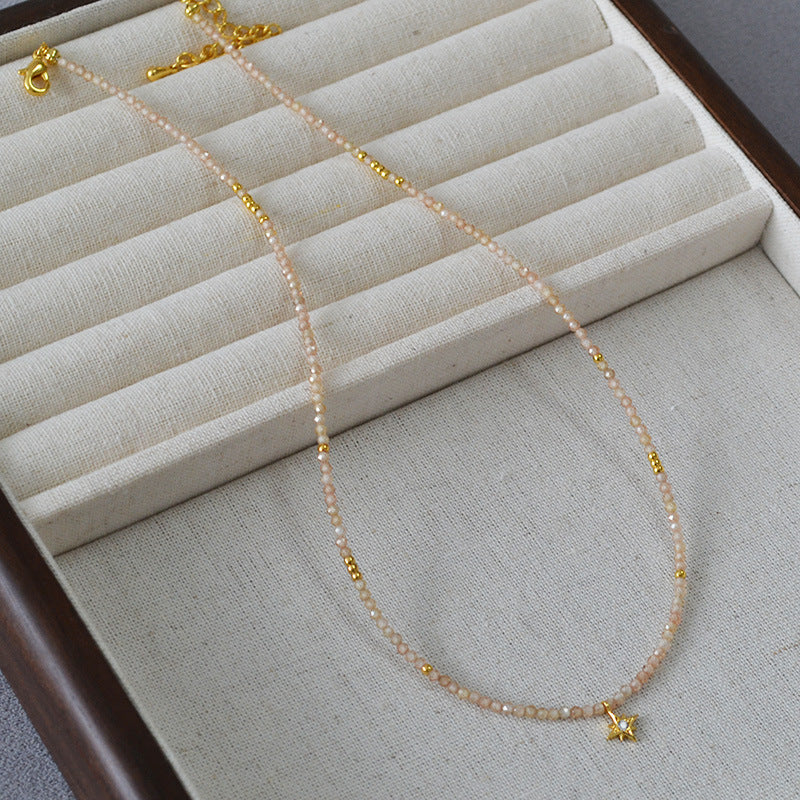 Japanese and Korean Special-Interest Design Fashion Simple Elegant Champagne Zircon Beads Shining XINGX Pendant Elegant Necklace Clavicle Chain