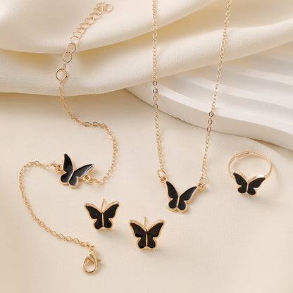 vakkv  White Butterfly Drip Glazed Necklace Exquisite Simple All-Match Minority Fashion High-Grade Clavicle Chain Elegant Necklace Suit