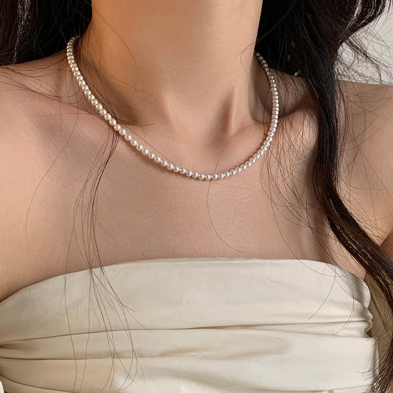 INS Style Pearl Aurora Xiaomi Shijia Pearl Necklace Baby Necklace Necklace Clavicle Perfect Circle Double Layer Light Luxury