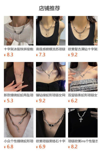 VAKKV Personalized Winding Snake-Shaped Necklace European and American Ins Cold Style Niche Design Hot Girl Dark Collar Female Male Accessories