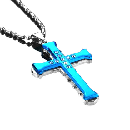 VAKKV Dark Knight Same Style Men's Diamond Cross Pendant Silver Gold Black Domineering Pendant Necklace Wholesale