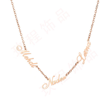 vakkv  [One Piece Customized] Stainless Steel English Letter Combination Pendant 18K Gold Plating Family Multi-Name Combination Necklace