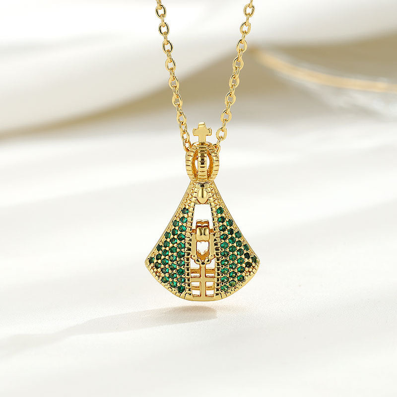 vakkv New Arrival Hot Sale Religious Pendant Micro-Inlaid Color Zircon Necklace Elegant Advanced Design Artistic Retro Factory Wholesale