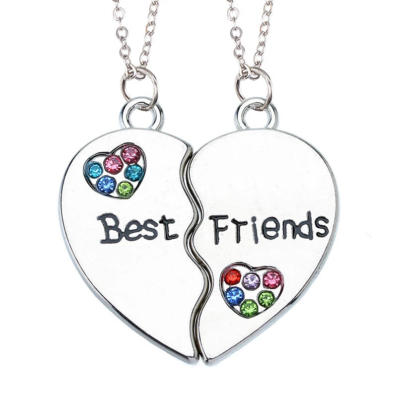 Cross-Border Hot Selling BFF Good Friend Necklace Magnet Suction Love Necklace Butterfly Rainbow Stitching 1 Set Besties Necklace