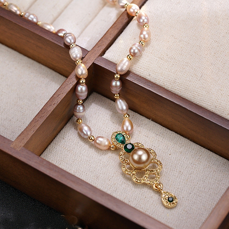 Freshwater Colorful Pearl Necklace Pearl Treasure Fashion Classical Gift Self-Wear All-Match Temperament Clavicle Chain