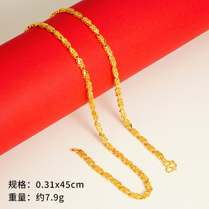 vakkv  Alluvial Gold Necklace Ornament Women's No Color Fading High-Grade Niche Clavicle Chain Yiwu Copper Accessories Imitation Gold Chain