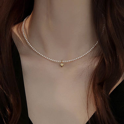 Ni Ni Same Style Pearl Necklace for Women Light Luxury Temperament High-Grade Clavicle Chain  New Popular Niche Necklace