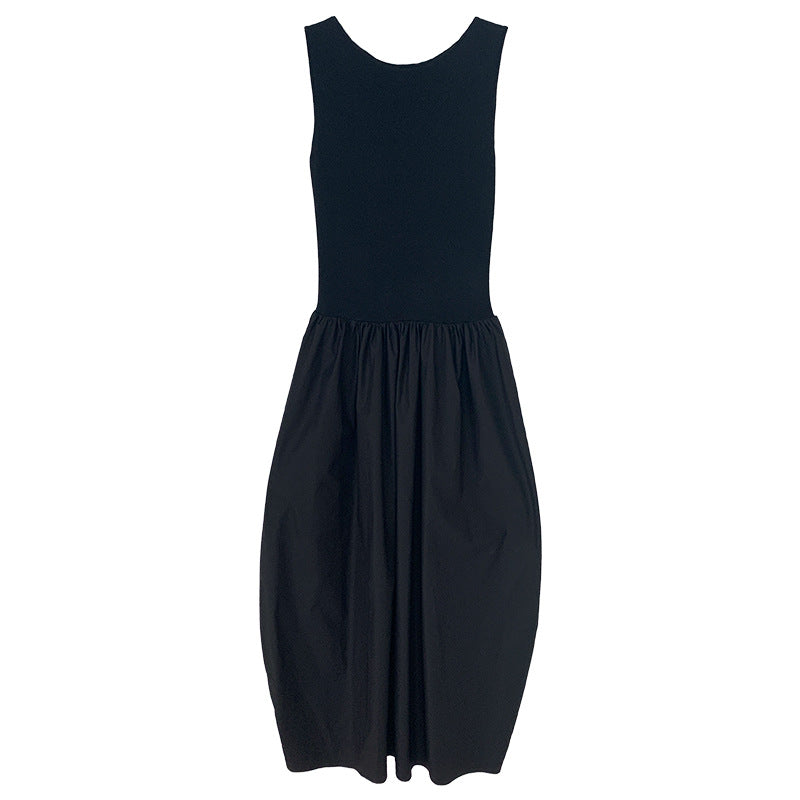 Shangyi 2024 summer new design sense stitching long skirt slim high waist sleeveless dress women's TTS2880