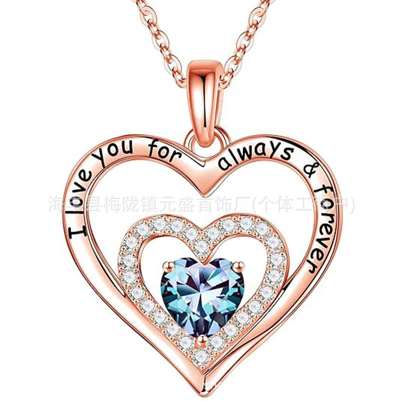 HOT and NEW Cross Border S925 Pure Heart of Eternity Pendant Heart Necklace for Women Birthday Anniversary Valentine's Day Gift