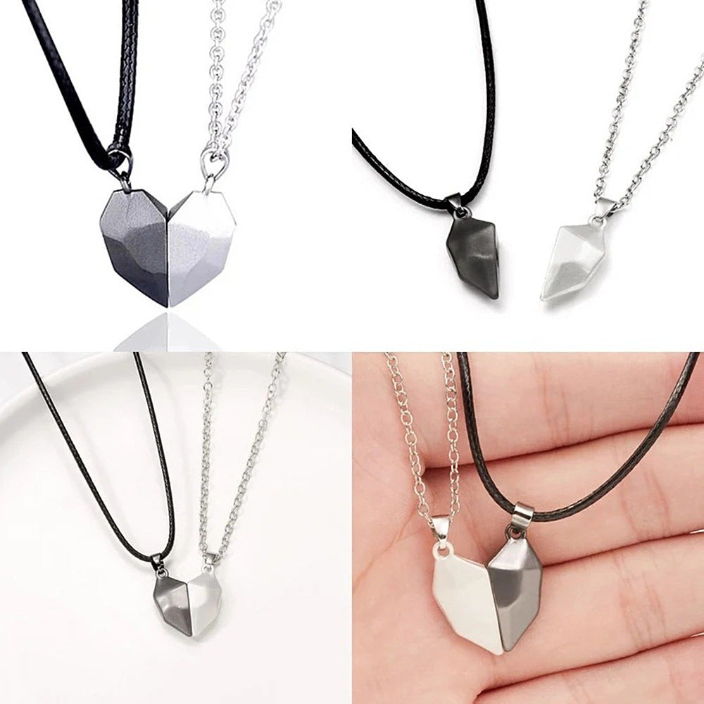 Wish Stone Pendant Heartbreak Clavicle Chain Heart Necklace Couple Love Items Magnet Magnetic Necklace for Women Wholesale