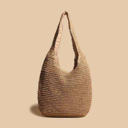 Vegetable Basket South Korea Straw Bag Ins Rattan Weave Bag New Hand-Woven Bag Straw Bag Women's One Shoulder Handbag